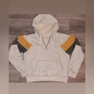 Hem & Thread Large Color block Pullover Quarter Zip Hoodie